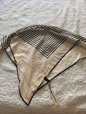 Commense Cream Scarf with Black Stripe Accent